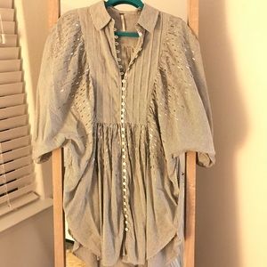 [Free People] Embellished Striped Shirt Dress